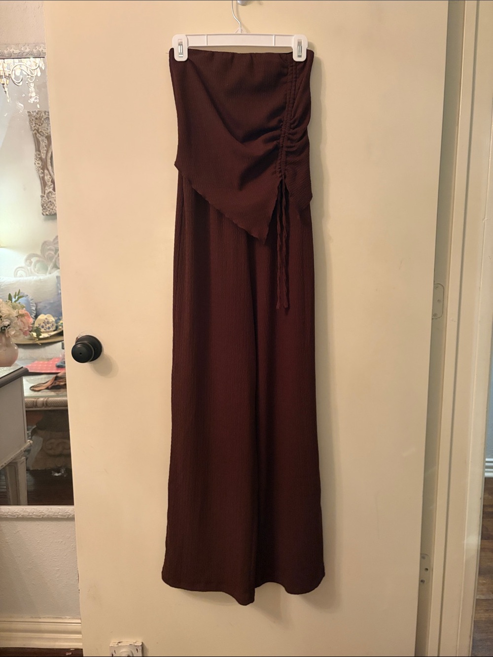 Madden Girl Strapless Jumpsuit in Deep Brown